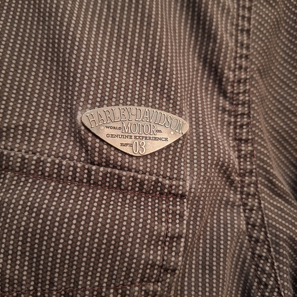 Harley Davidson Men's 2XL Black Gray Striped Long Sleeve Button‎ Up Shirt - Picture 3 of 8